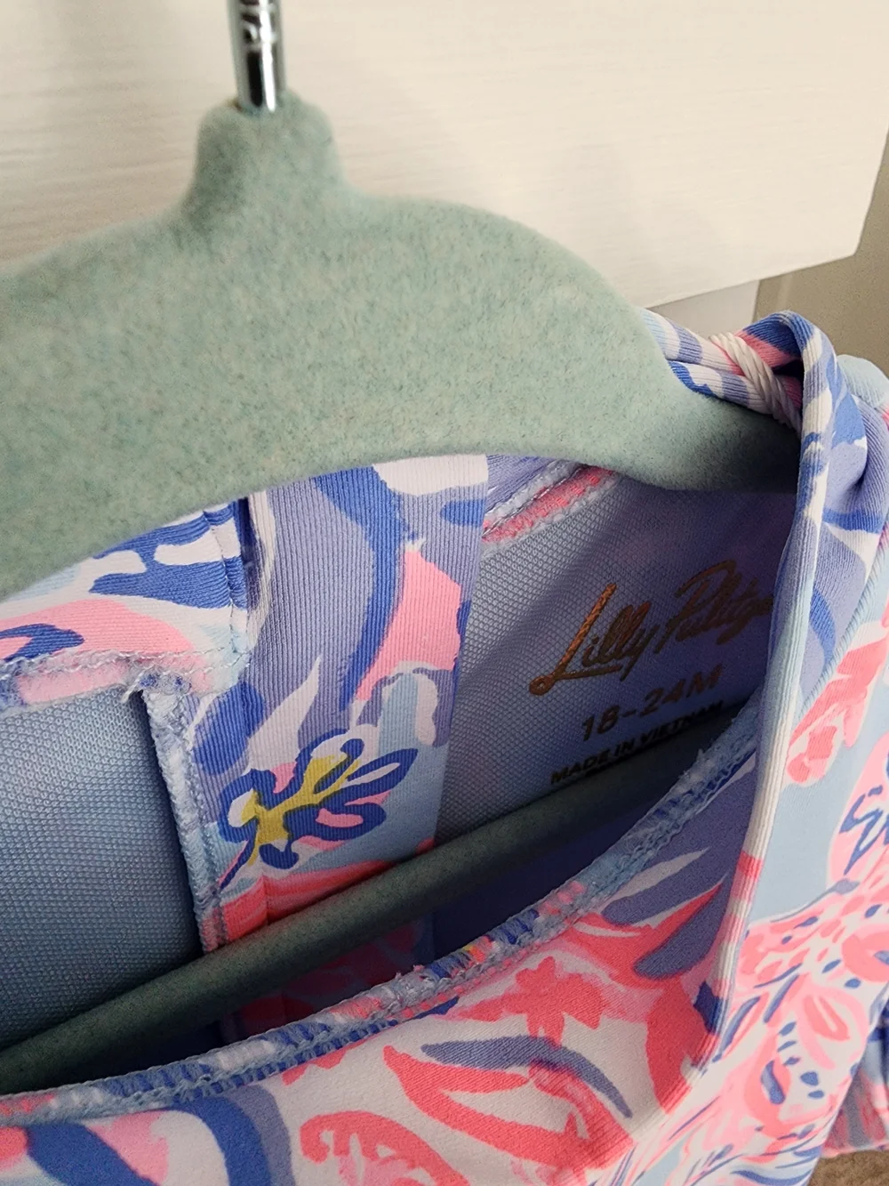 Toddler Lilly Pulitzer Long-Sleeve Floral Swimsuit - Light Blue, Pink & Navy